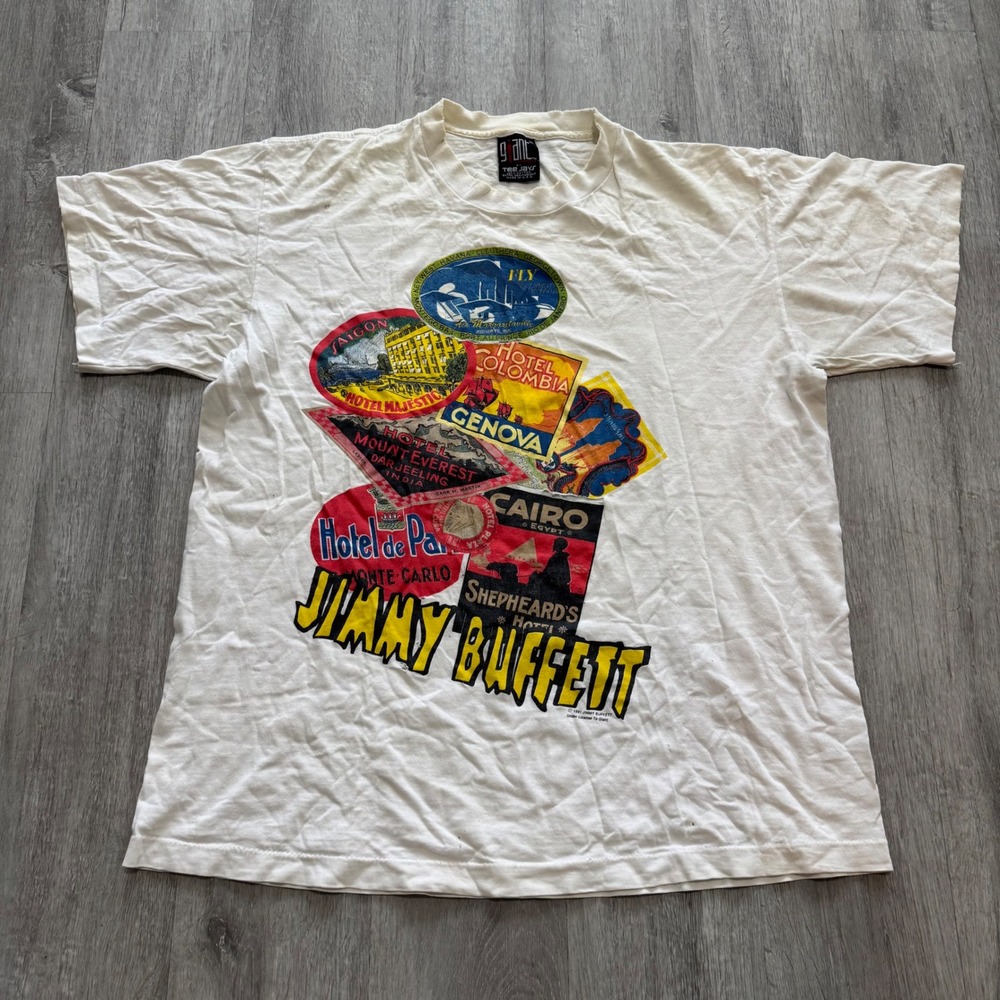 Vintage 1991 Jimmy Buffett The Outposts Tour T-Shirt Giant Tee Jays tag White XL